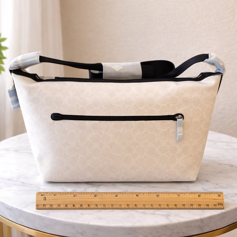 NWT Coach White Signature Shoulder Bag w/ Black Accents - Picture 5 of 6